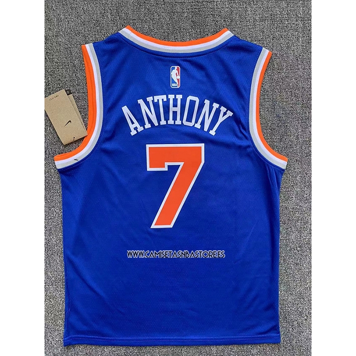 Carmelo Anthony NO 7 Camiseta Nino New York Knicks Icon Azul